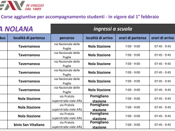 Orari bus zona nolana 2021 entrata da scuola 1