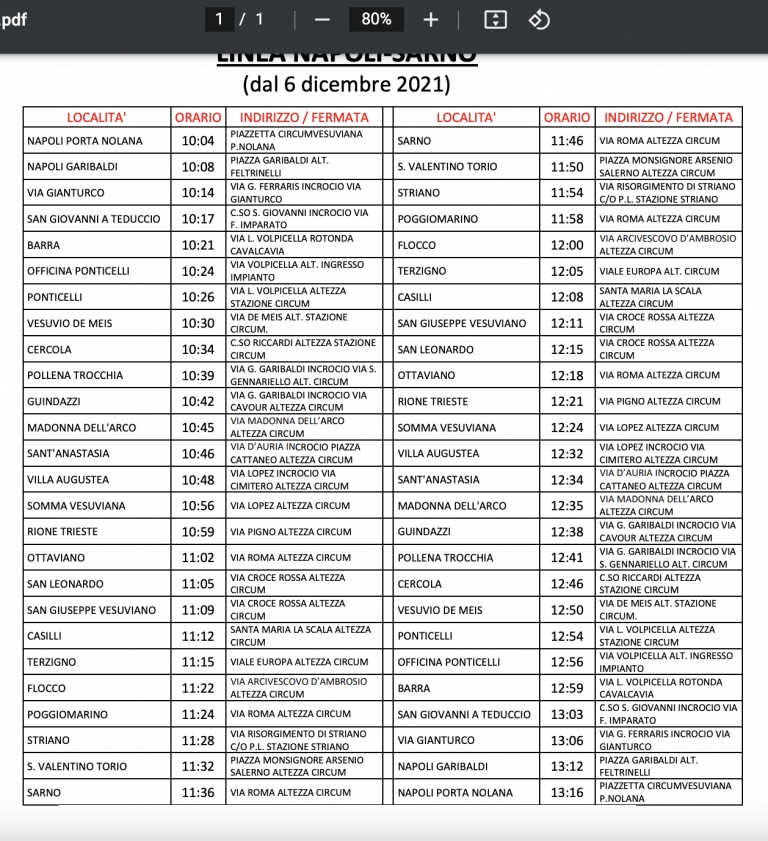 Orari bus sostituivi linea sarno