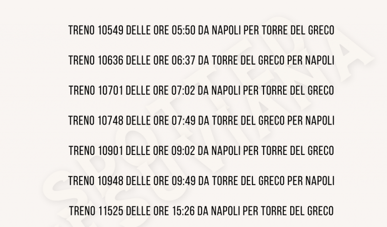 Treni non garantiti per Torre del greco