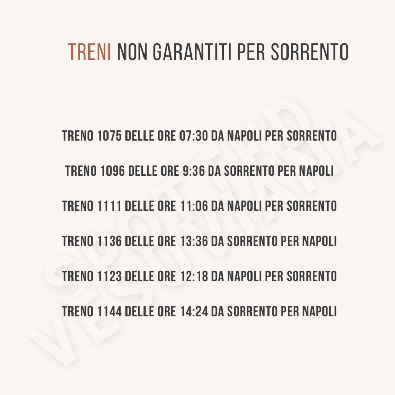 Treni circumvesuviana non garantiti per sorrento